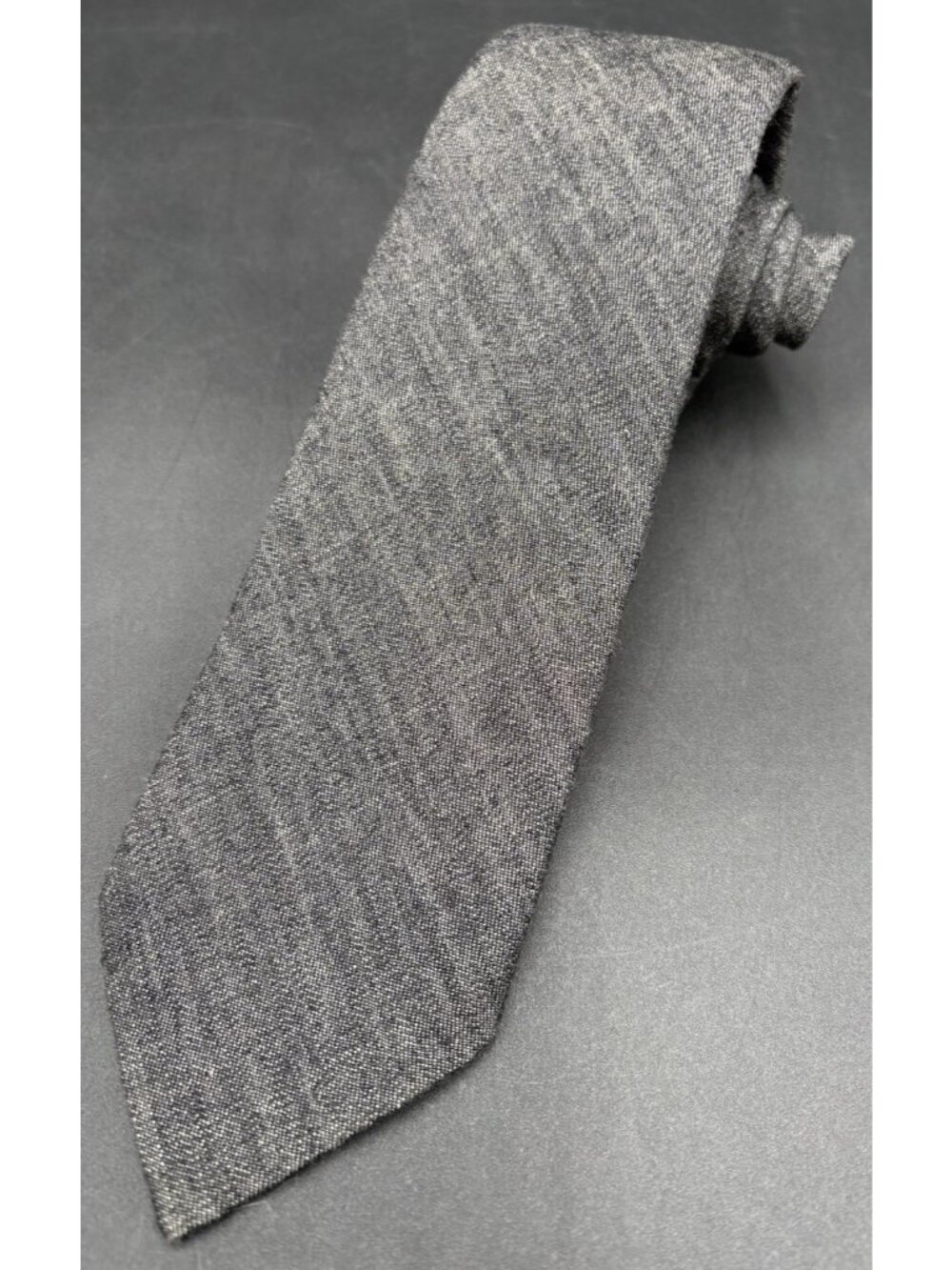 Ralph Lauren Tie Men's 100% Cotton Charcoal Gray Hand Made Italy 3" X 58" GUC